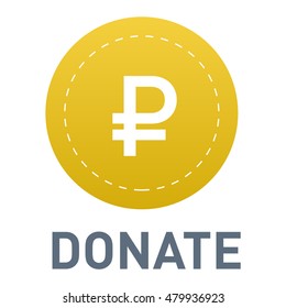 Vector donate concept hand and money button in flat style