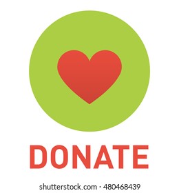 Vector donate concept hand and money button in flat style