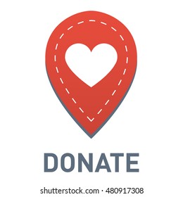 Vector donate concept hand and money button in flat style