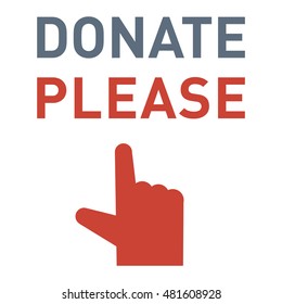 Vector donate concept hand and money button in flat style