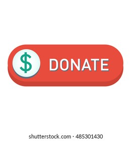 Vector donate concept hand and money button in flat style