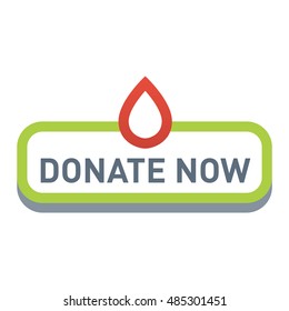 Vector donate concept hand and money button in flat style