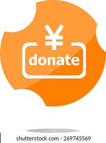vector Donate sign icon. yen money symbol. flat vector web button isolated on white