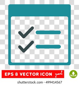 Vector Done Items Calendar Page EPS vector icon. Illustration style is flat iconic bicolor soft blue symbol on a transparent background.