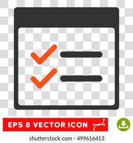 Vector Done Items Calendar Page EPS vector icon. Illustration style is flat iconic bicolor orange and gray symbol on a transparent background.