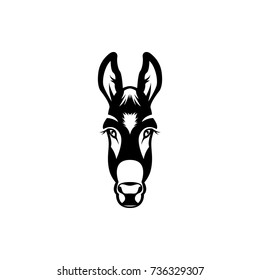 Vector donkey head, face  for retro hipster logos, emblems, badges, labels template and t-shirt vintage design element. Isolated on white background