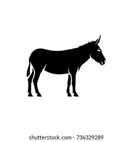 Vector donkey silhouette view side for retro logos, emblems, badges, labels template vintage design element. Isolated on white background