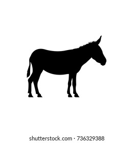Vector donkey silhouette view side for retro logos, emblems, badges, labels template vintage design element. Isolated on white background