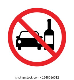 Vector don't drink and drive pictogram sign, Prohibition symbol, Simple flat design illustration