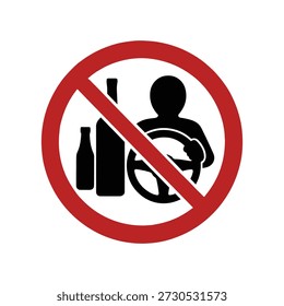 Vector no beba y conduzca el signo del pictograma, símbolo de la prohibición, ilustración plana simple del diseño