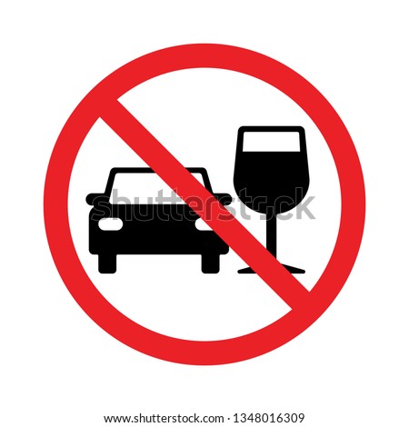 Vector don't drink and drive pictogram sign, Prohibition symbol, Simple flat design illustration