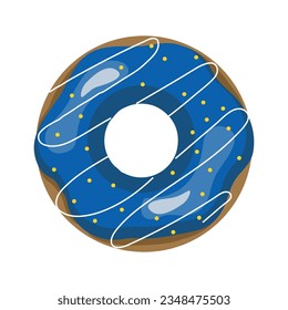 Vector donut con hielo azul. Vector de azúcar donut. Delicioso donut.Sweets.