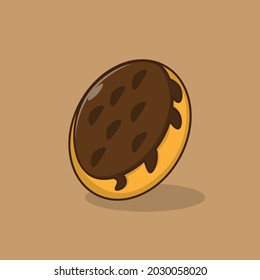 Vector donut bread with chocolate. Donut bread design with flat chocolate