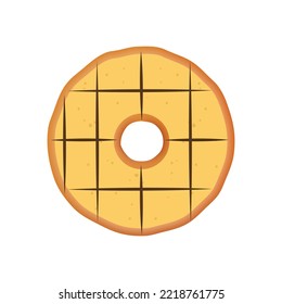 Vector donut with caramel chocolate sprinkles. Top view