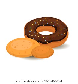 vector of donut with chocolate, vector of food.