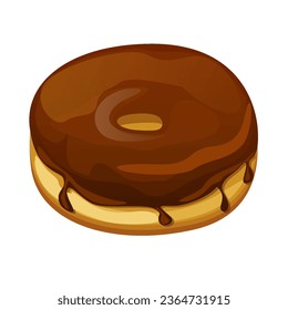 Vector donut with chocolate glaze. Donut icon. Sweet dessert. Fast food