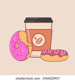 vector donut and coffee cup
