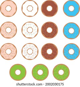 Vector Donut flat style with variation color