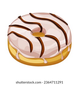 Vector donut with or glaze. Donut icon. Sweet dessert. Fast food