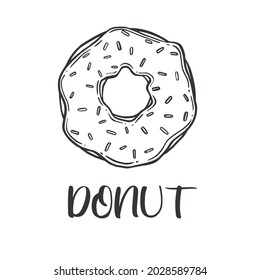 Vector of donut hand drawn sketch style. Drawing element design. Used for menu, poster, banner, label, logo or printed t-shirts, etc.