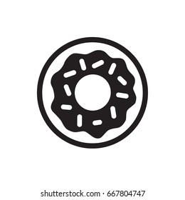 Vector donut icon. Doughnut with sauce, icing and sprinkles.