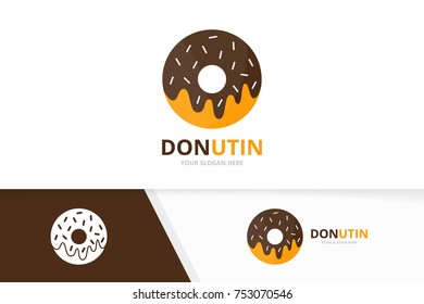 Vector donut logo combination. Doughnut and cake symbol or icon. Unique bakery and organic logotype design template.