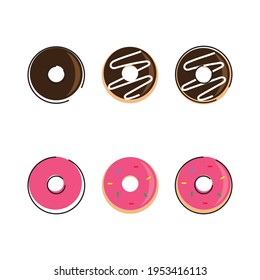 Vector Donut Logo Template. Sweet Tasty Donut . Dessert Sign  Illustration. For Cafe  Restaurant  Stall. Grab And Go Concept.