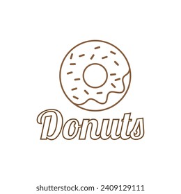 Vector donut logo template. Sweet tasty doughnut logotype backgrond Glaze dessert sign for cafe  restaurant  stall. Grab and go concept