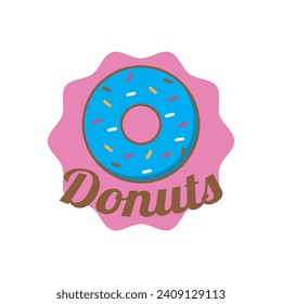Vektor-Donut-Logo-Vorlage. süßer, leckerer Doppel-Logotyp Hintergrund Glaze-Dessert-Schild für Café-Restaurant-Stall. Grab-Go-Konzept