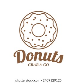 Vector donut logo template. Sweet tasty doughnut logotype backgrond Glaze dessert sign for cafe  restaurant  stall. Grab and go concept