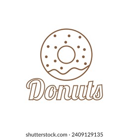 Vector donut logo template. Sweet tasty doughnut logotype backgrond Glaze dessert sign for cafe  restaurant  stall. Grab and go concept