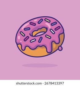 Vector Donut Melted Floating Cartoon Illustration