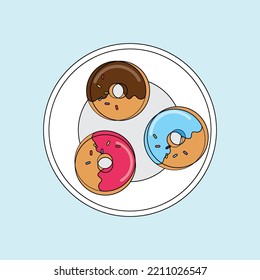 Vector of Donut on Plate Delicious 
