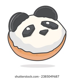 vector donut panda flat design illustration