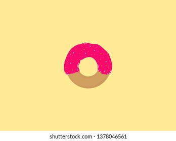 Vector donut with pink cream icon