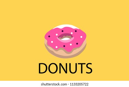 Vector donut with pink cream icon.illustration