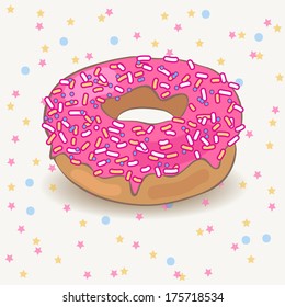vector donut with pink frosting