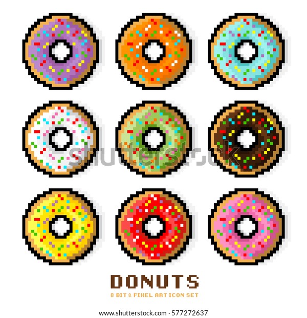 Vector Donut Set Colored Donuts Sprinkles Vintage Food