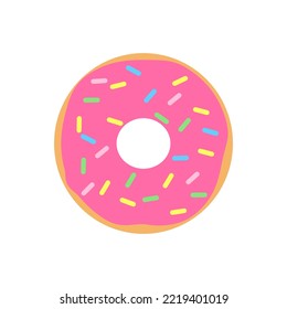 vector of donut with strawberry cream and rainbow sprinkles on top