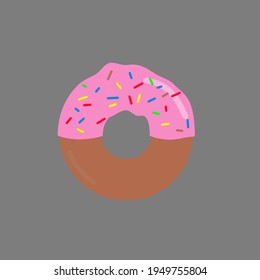Vector donut with strawberry cream topping