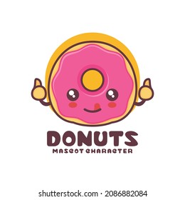 vector donuts cartoon mascot, suitable for, logos, prints, stickers, etc, isolated on a white background.
