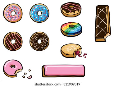 Vector Donuts Illustration Isolated on White