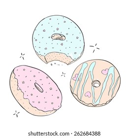 Vector Donuts Isolated on White Background