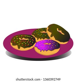 Vector of donuts on a plate