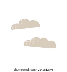 Vector doodle abstract clouds illustration, isolated on white background. Boho trendy illustration, hand drawn texture. Design elements.