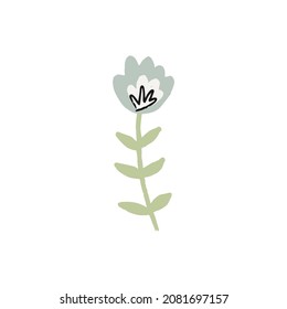 Vector doodle abstract flower illustration, isolated on white background. Boho trendy illustration, hand drawn texture. Design elements.