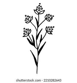 Silueta de flor abstracta vectora de doodle, elemento floral