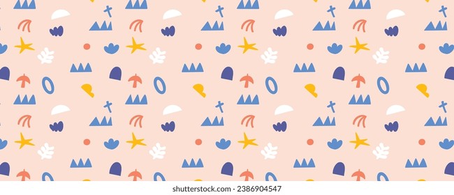 Abstrakte Vektordoodle, moderne Kunst, rosafarbener, nahtloser Musterhintergrund
