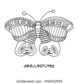 Vector doodle abstract outline decorative butterfly illustration