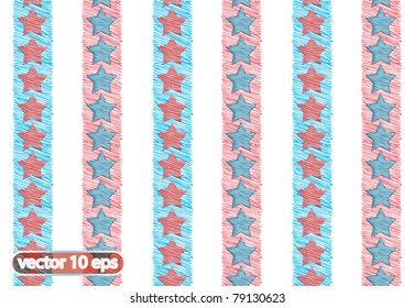 vector doodle america flag seamless background
